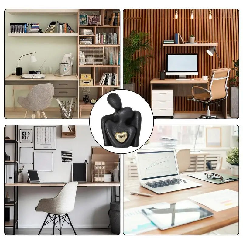 Nordic-style ceramic couple sculpture used as modern romantic home decor in various office and living room settings